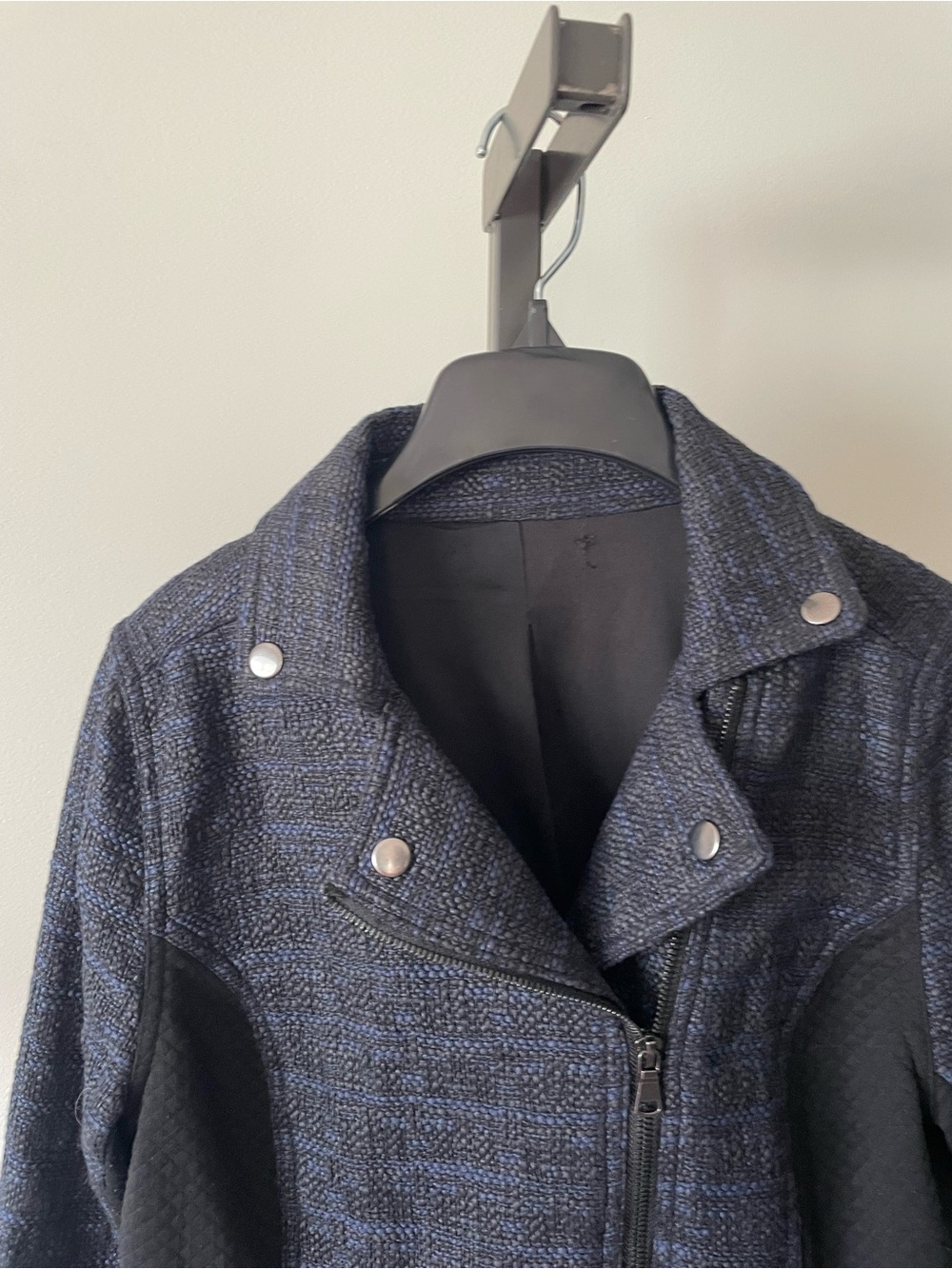 Ricki’s Tweed Moto Jacket Blue Biker Motorcycle - Picture 3 of 6